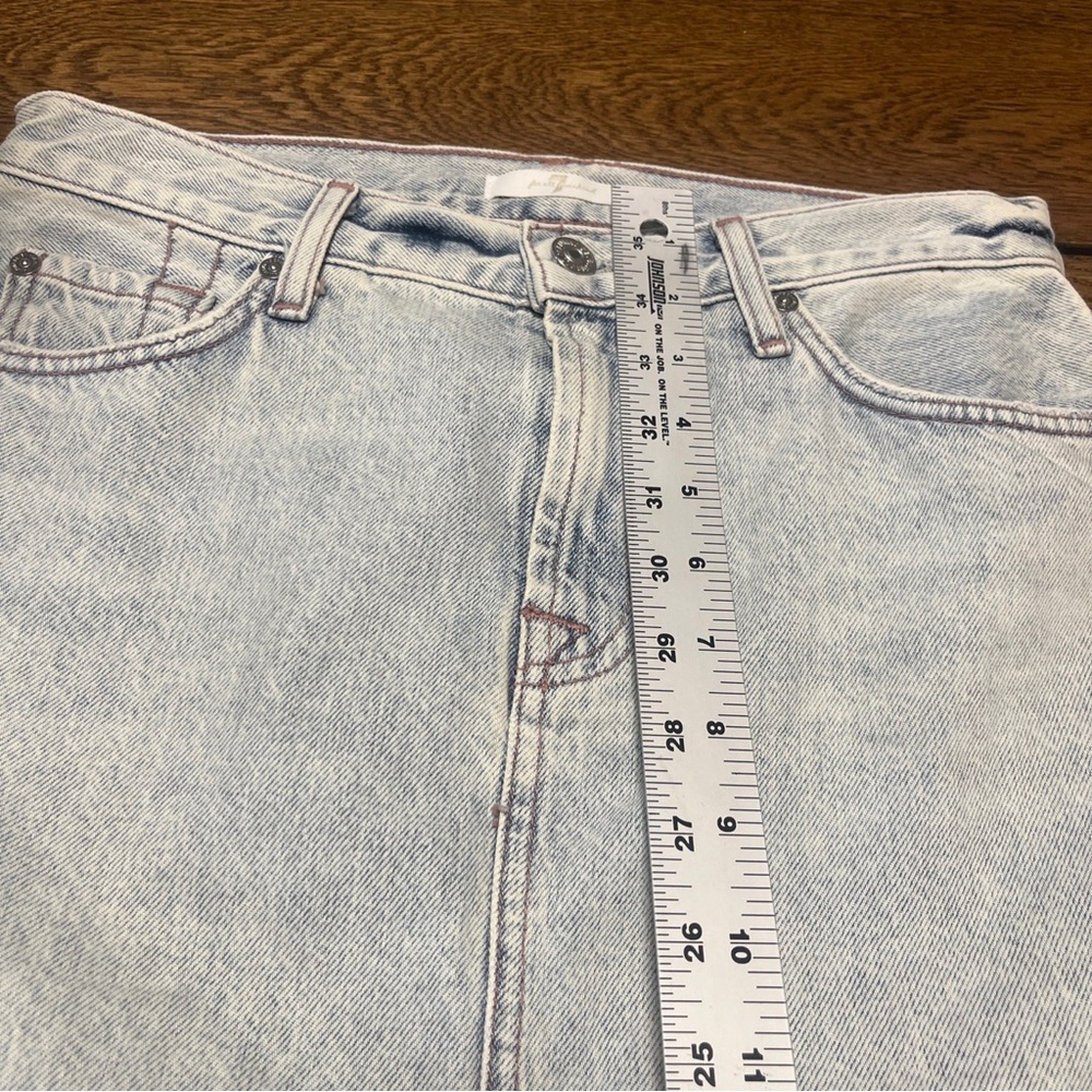 7 For All Mankind Women Light Blue Wash Denim Mini Skirt Sz. 26 - Picture 2 of 9